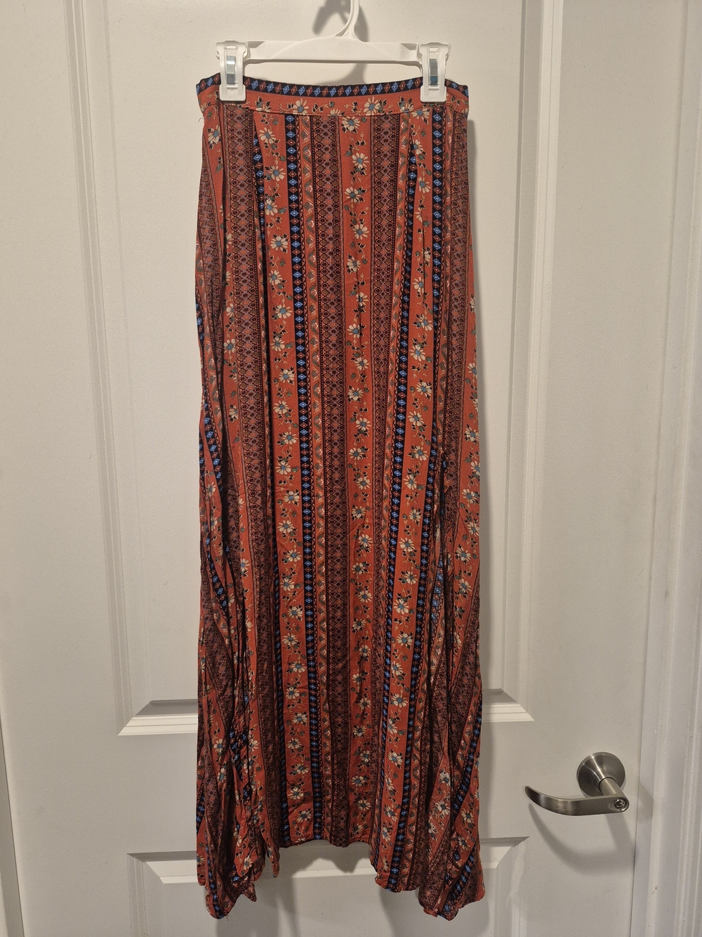 Showpo Burnt Orange Floral Boho Split Maxi Skirt S NWOT